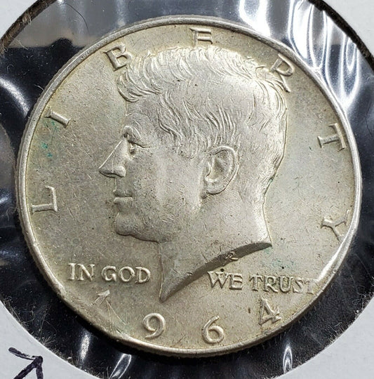 1964 P Kennedy 90% Silver Half Dollar Coin AU Planchet Flaw Error Coin