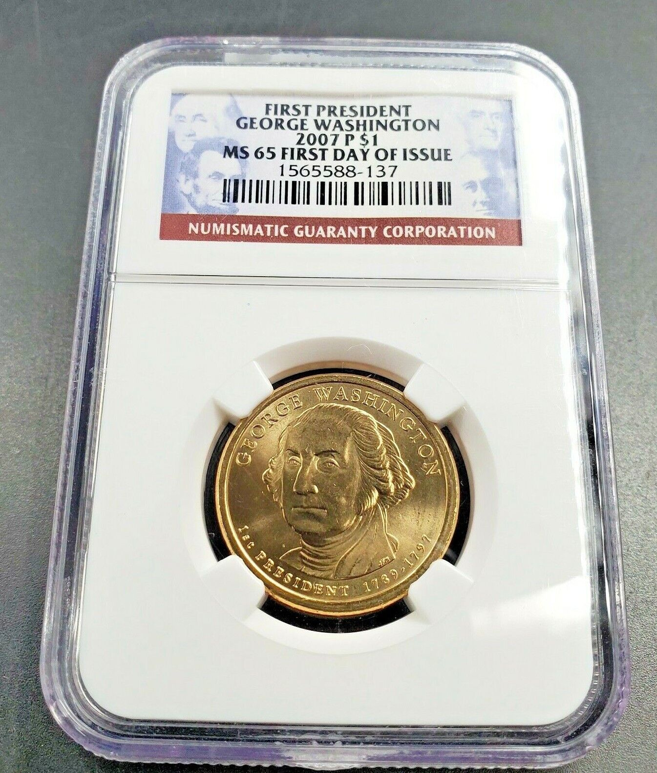 2007 P George Washington Presidential Dollar Coin NGC MS65 FIRST DAY ISSUE