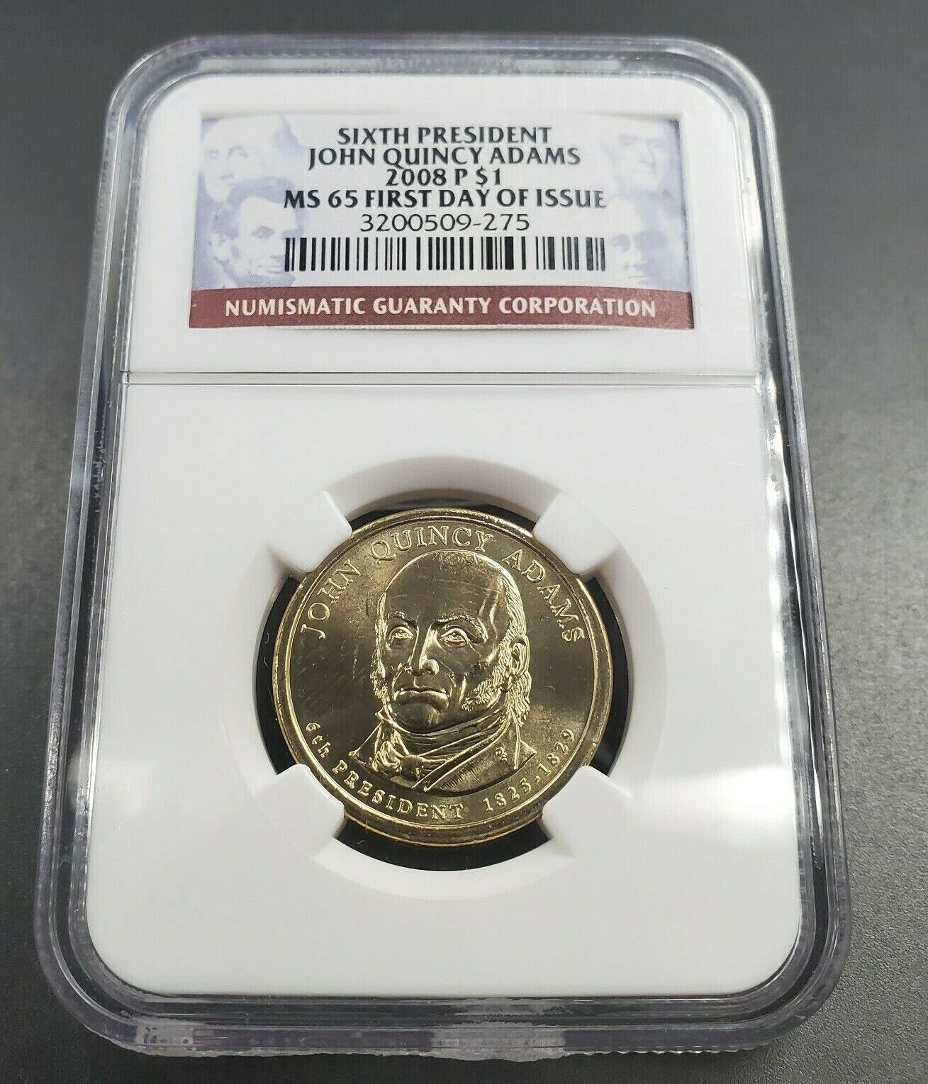 2008 P JQ John Quincy Adams Presidential Dollar Coin NGC MS65 First Day Issue 3