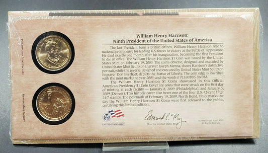 William Henry Harrison Presidential Dollar P & D 2 coin 2009 Set First Day OGP