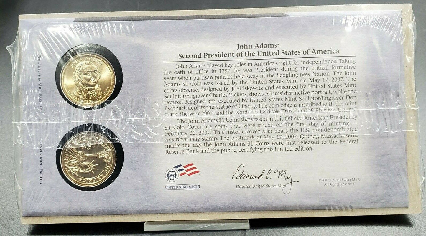 JOHN ADAMS Presidential Dollar P & D 2 coin Set First Day OGP