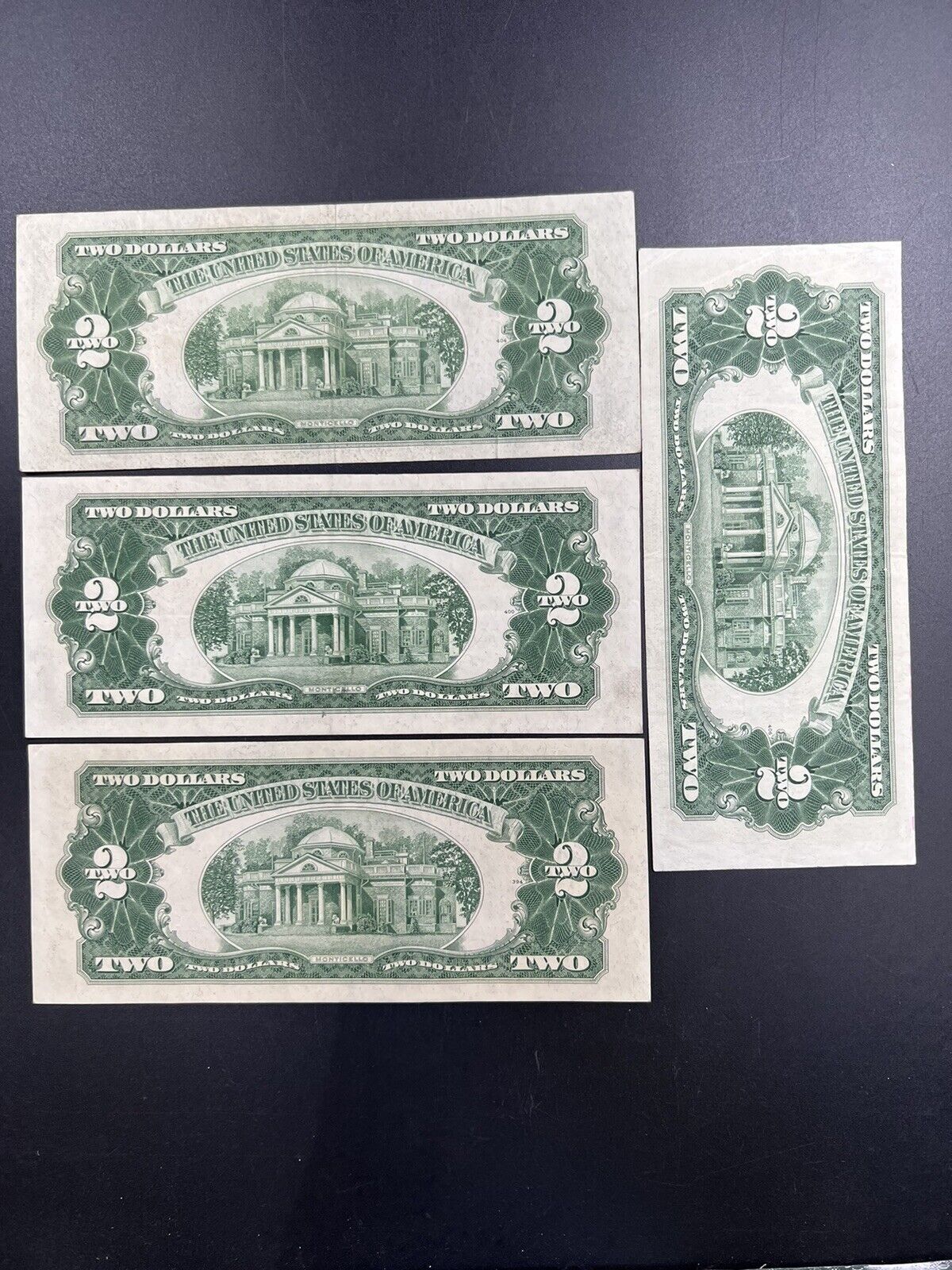 4 NOTE SET 1953 + ABC $2 Red Seal Legal Tender Circ Two Dollar Bill VF +