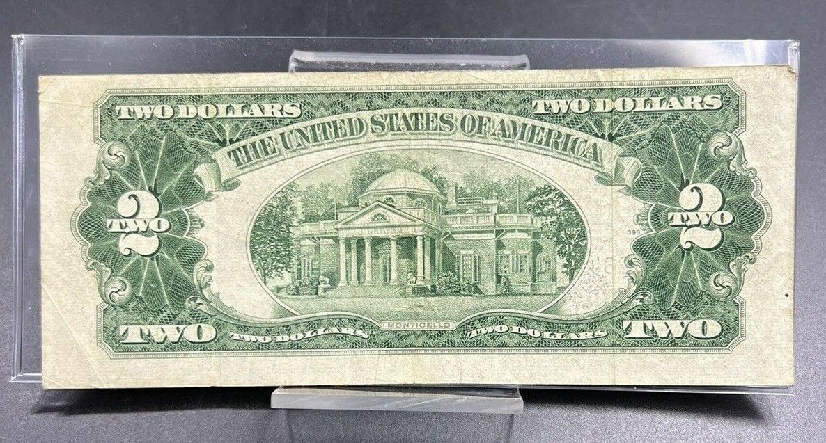 1953 A $2 United States Currency Legal Tender Note Red Seal REPEAT 4444 SERIAL #