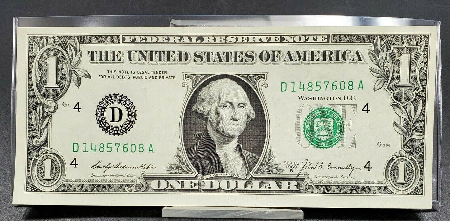 1969 B FRN Green Seal Federal Reserve Currency Note Bil Choice UNC