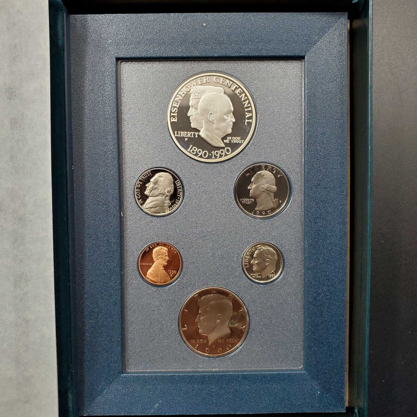 1990 S US Mint Prestige Proof Set OGP Box COA Silver Dollar - RobinsonsCoinTown
