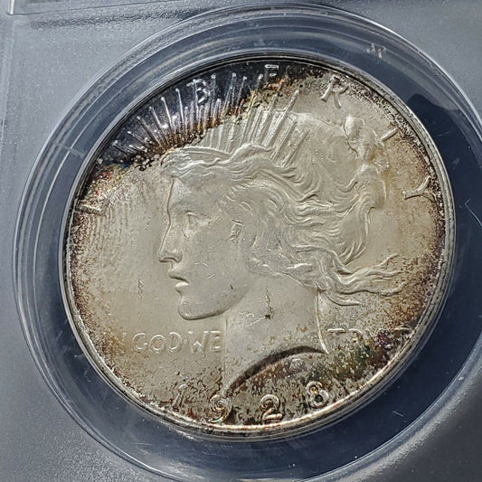 1928 S Peace Dollar Variety ANACS AU58 DDO VAM-3 DBL Toner