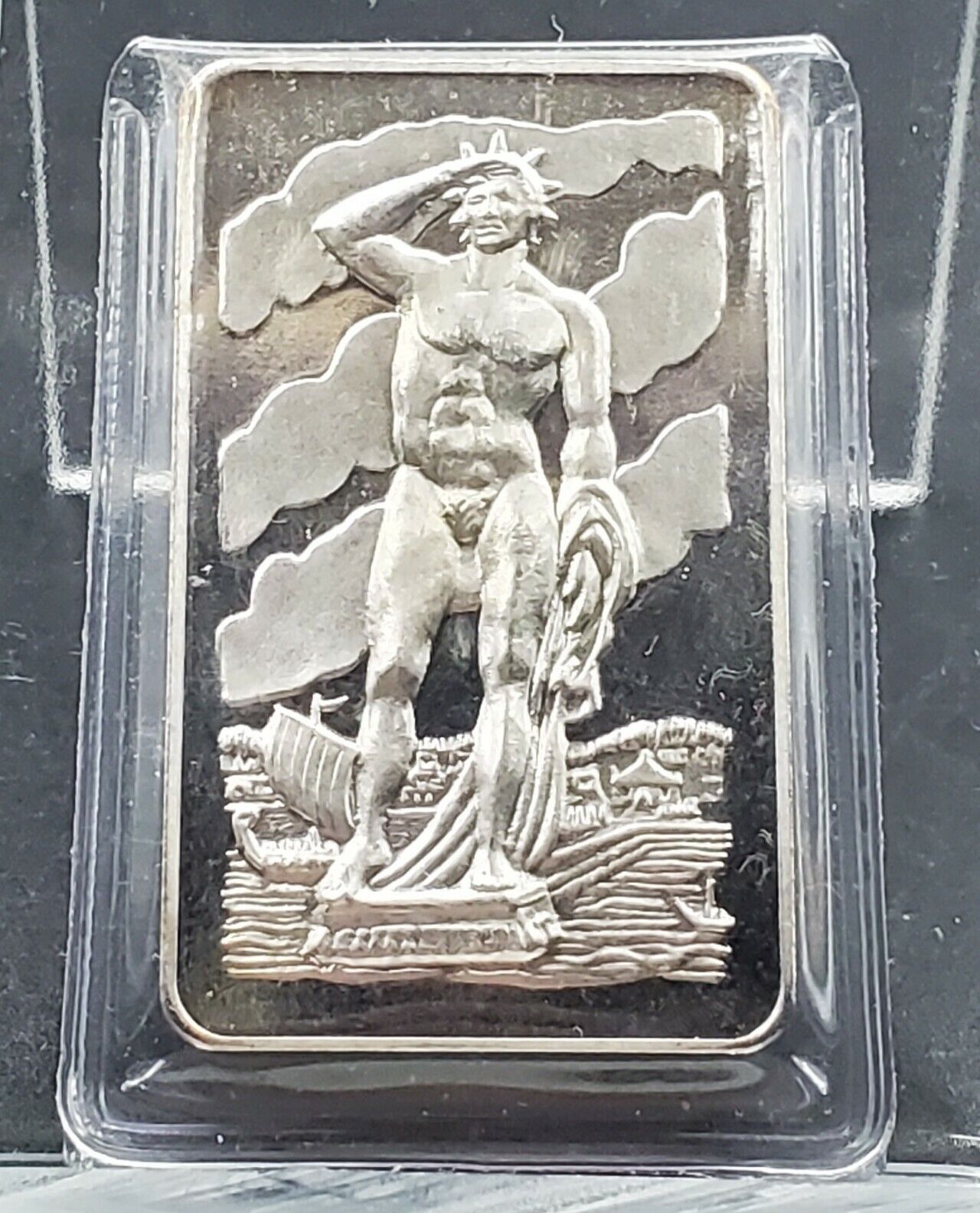 The Colossus of Rhodes 1 Troy Ounce .999 Pure Silver Art Bar 4000 Mintage