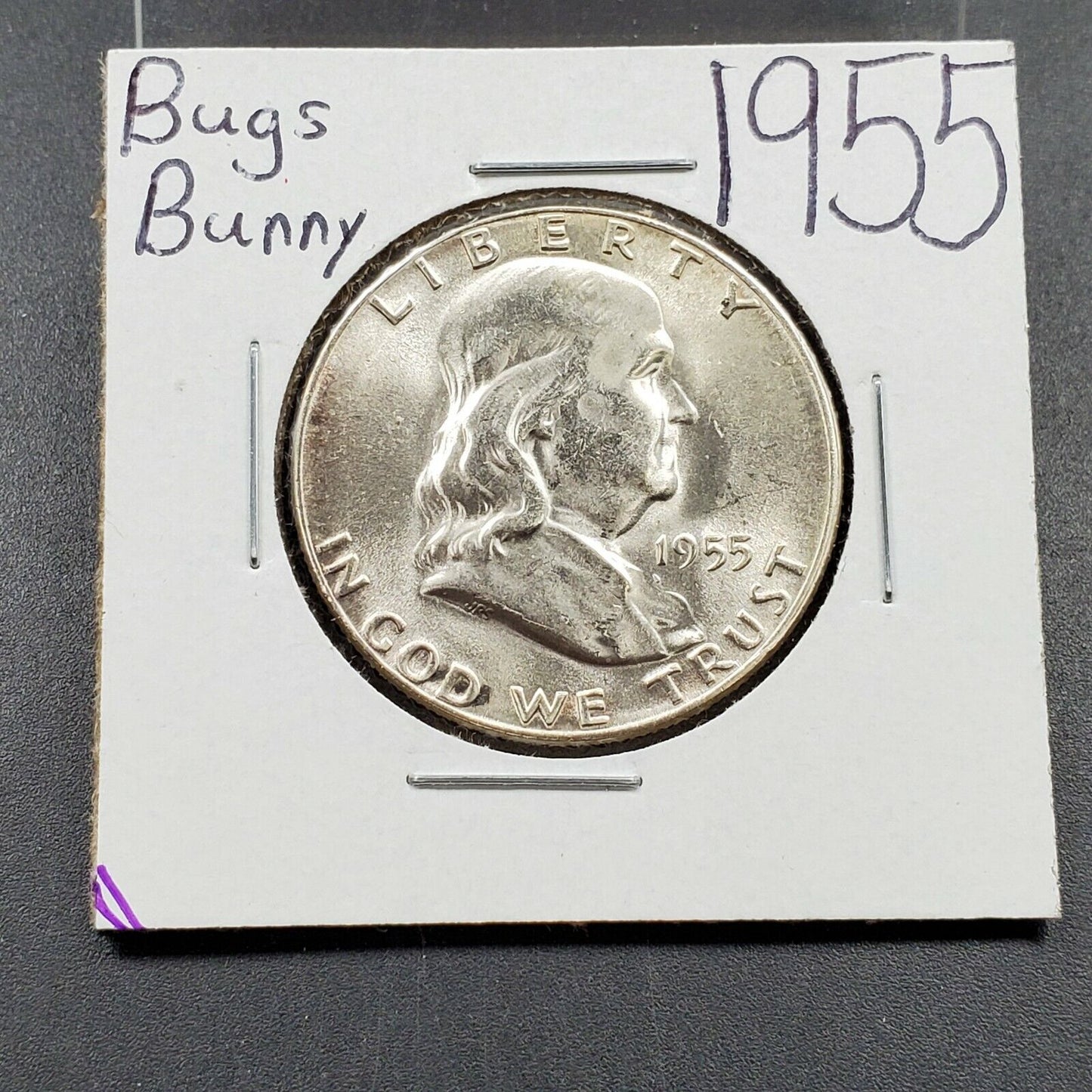 1955 Franklin Silver Half Dollar Coin Bugs Bunny Variety FS-401 CHOICE BU UNC