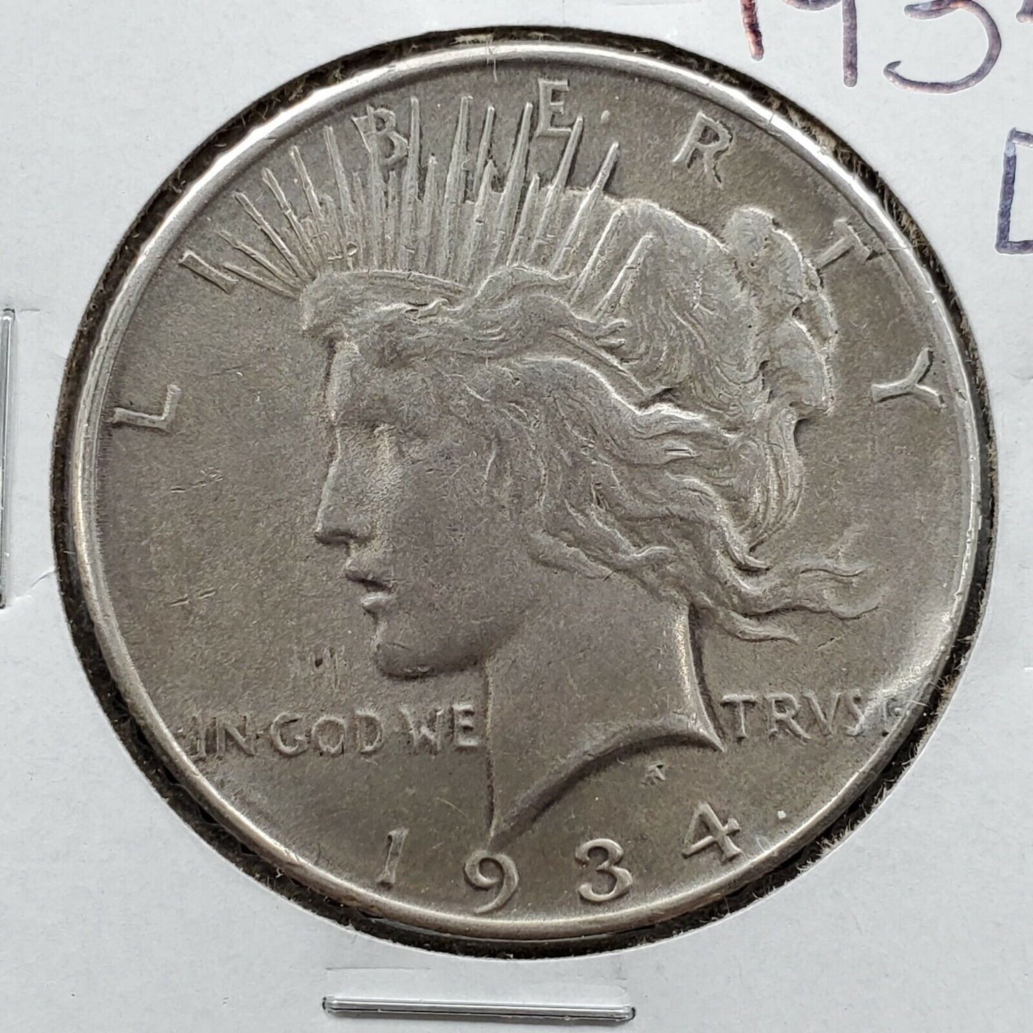 1934 D Peace 90% Silver Eagle Dollar Coin Choice EX XF Nice Strike