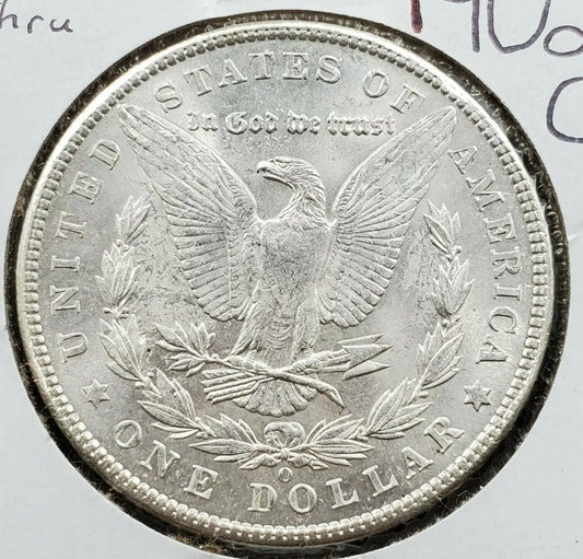 1902 O Morgan Silver Eagle Dollar Coin BU UNC Struck Thru Error Variety