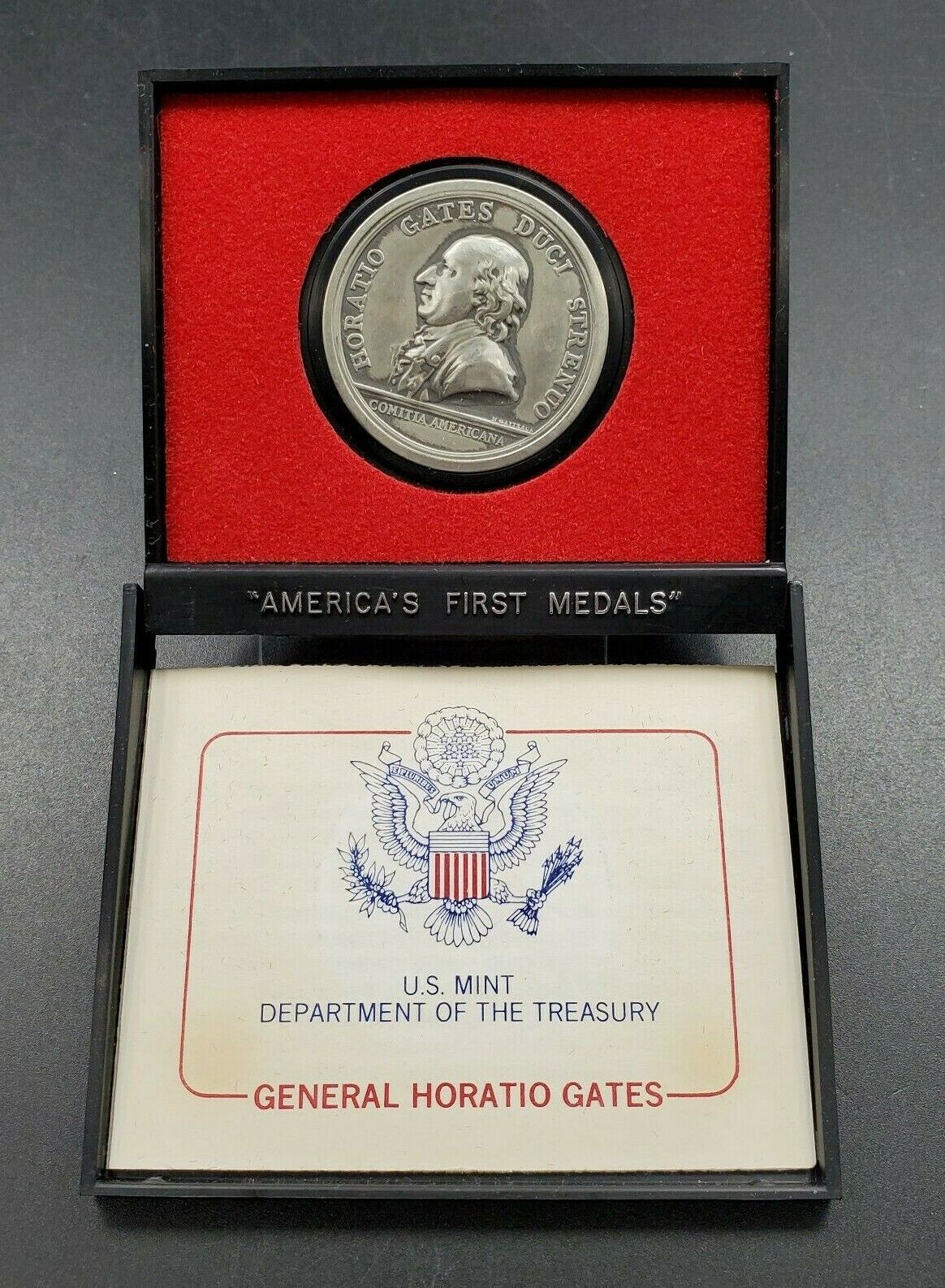 America First Medals : General Horatio Gates Pewter Coin US Mint In Holder Case