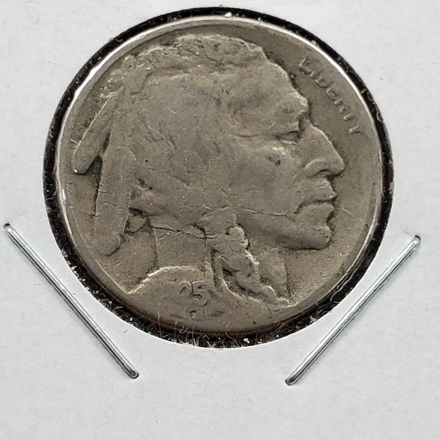 1925 S 5c Buffalo Indian Head Nickel Laminated Planchet Error Coin Variety