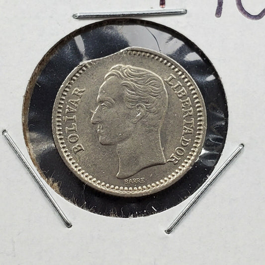 1965 VENEZUELA 25 CENTS COLLECTOR COIN W/ Clipped Planchet Error