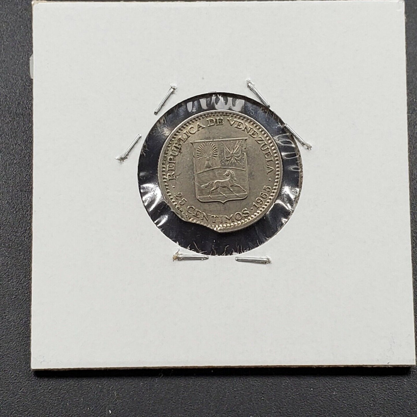 1965 VENEZUELA 25 CENTS COLLECTOR COIN W/ Clipped Planchet Error