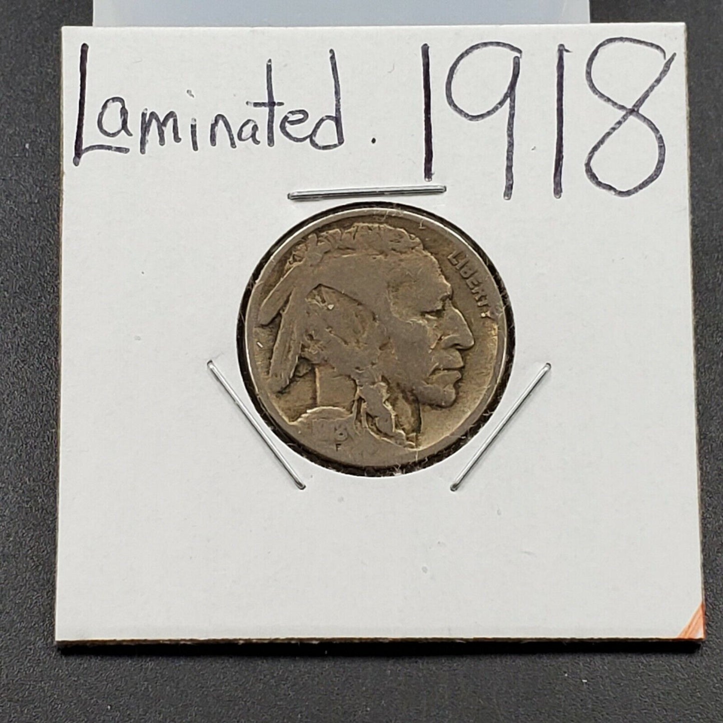1918 5c Buffalo Indian Head Nickel Laminated Planchet Error Coin Variety