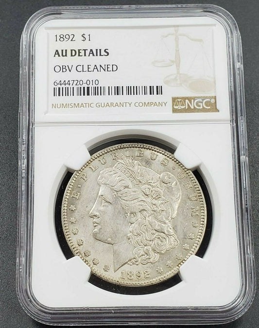 1892 P Morgan Silver Eagle Dollar Coin NGC AU Details Obverse Clean (Rev OK)