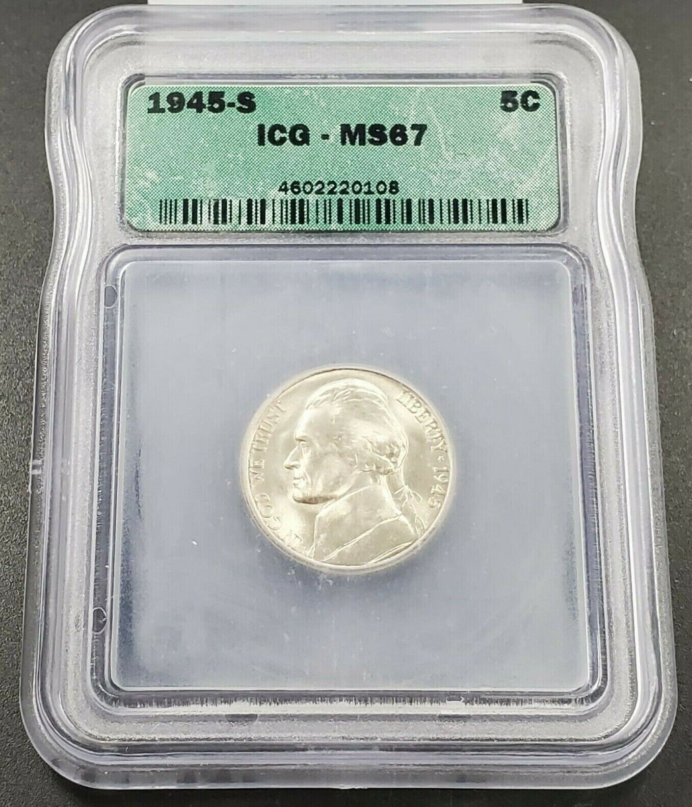 1945 S Jefferson Nickel Coin ICG MS67 Gem BU Unc Certified