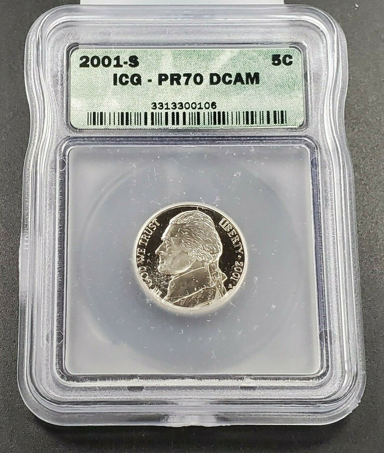 2001 S Jefferson Nickel Coin ICG PR70 DCAM Deep Cameo Gem Proof