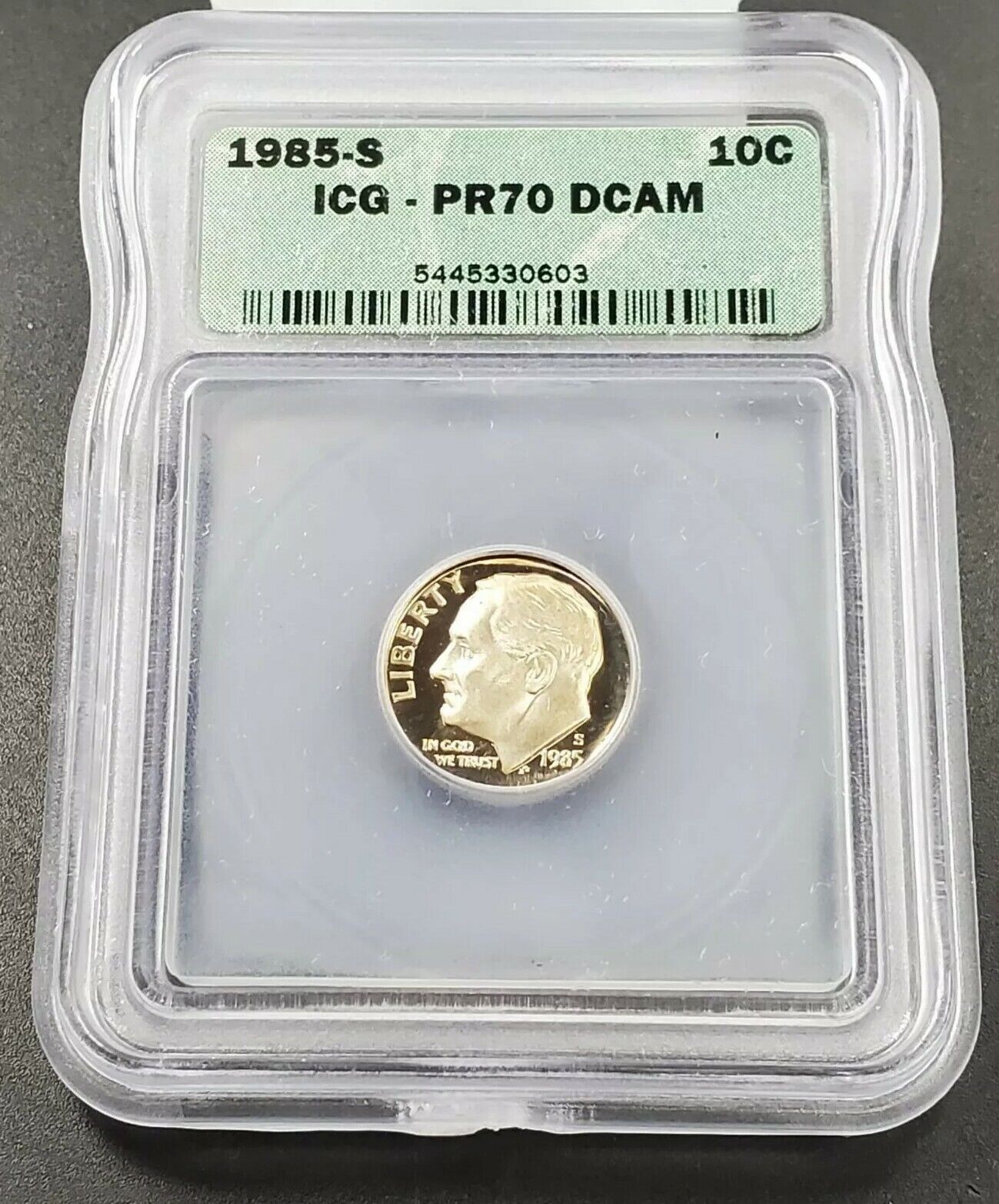 1985 S Roosevelt Clad Dime Proof Coin Vintage ICG PR70 DCAM Deep Cameo Gem 2