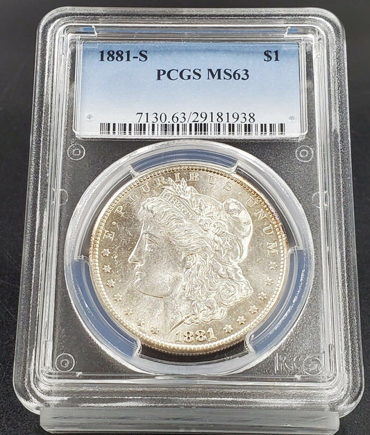 1881 S Morgan Silver Eagle Dollar Coin PCGS MS63 Some Toning