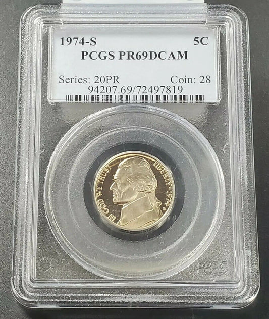 1974 S Proof Jefferson Nickel Coin PCGS PR69 DCAM Combo Ship Discounts