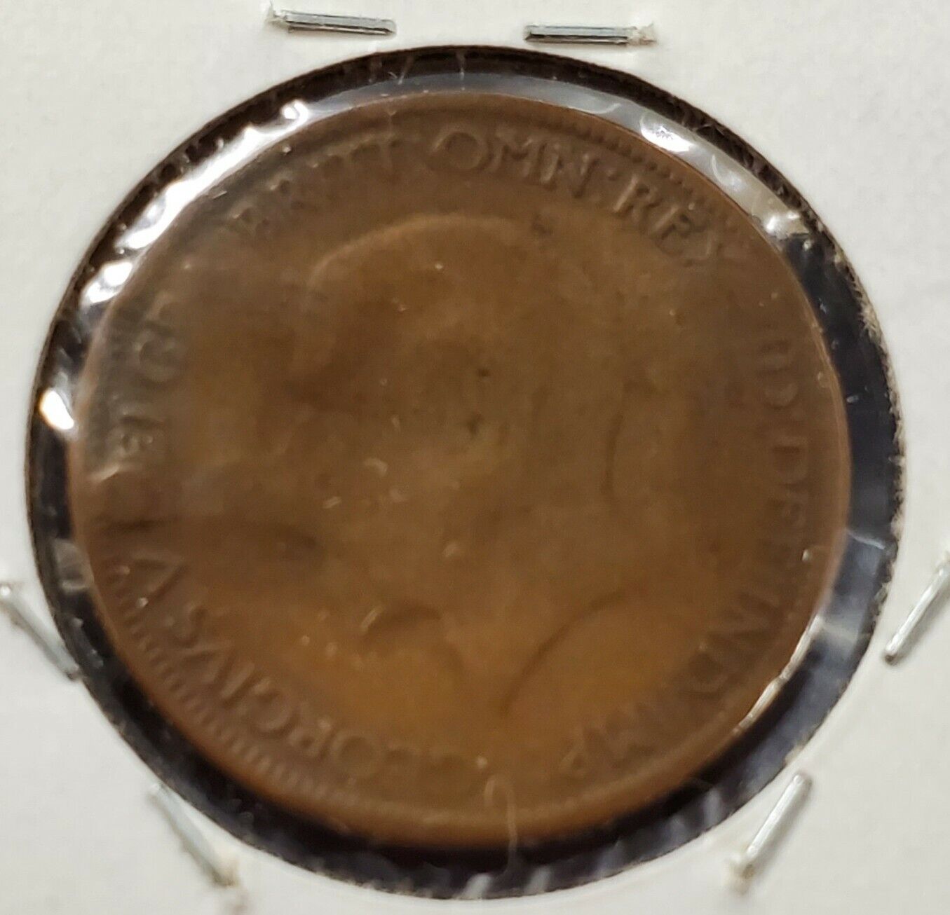 1929 Great Britain George V  Half Penny Copper Coin Counterstamped PCT.