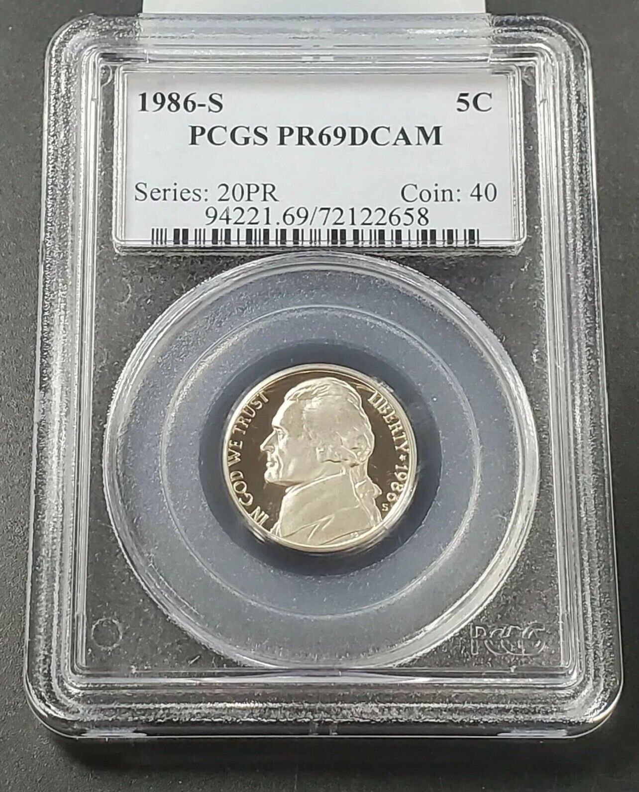 1986 S Proof Jefferson Nickel Coin PCGS PR69 DCAM Combo Ship Discounts