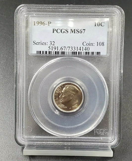 1996 P CLAD MINT SET ROOSEVELT DIME COIN MS67 PCGS GEM