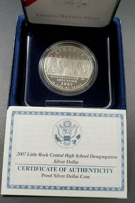 2007 P Desegregation Little Rock Commemorative Proof Silver Dollar Coin OGP COA