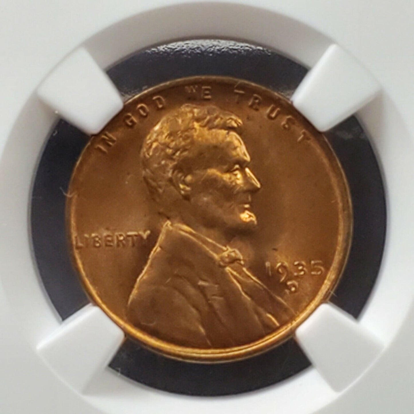 1935 D Lincoln Wheat Cent Penny Coin NGC MS65 RD RED Brown Label Holder