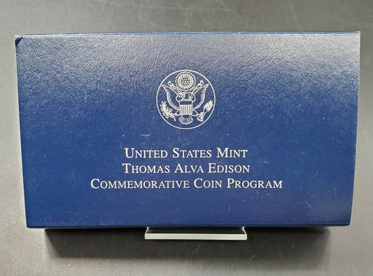 2004 Thomas Alva Edison Commemorative Silver Dollar box and COA