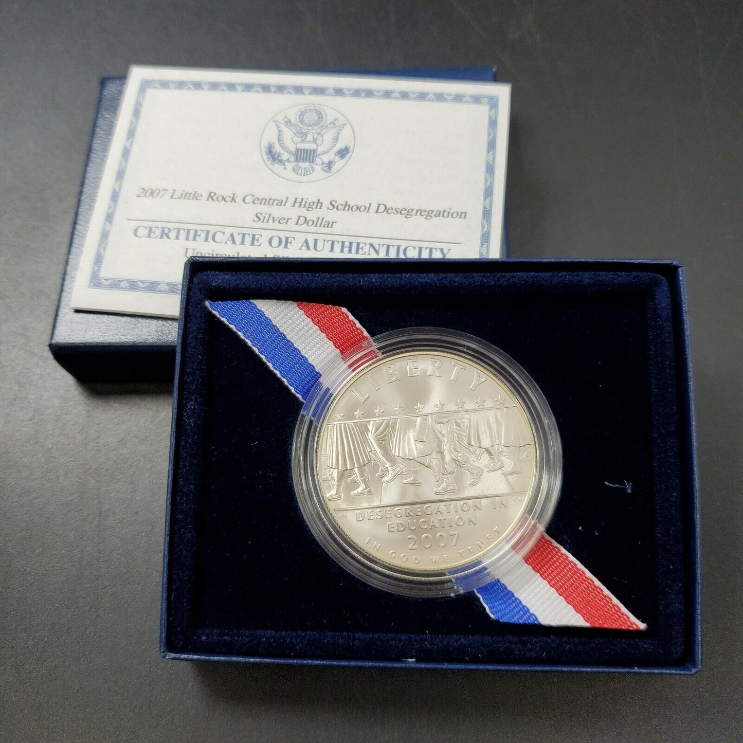 2007 P Desegregation Little Rock Commemorative Uncirculated Silver Dollar Coin