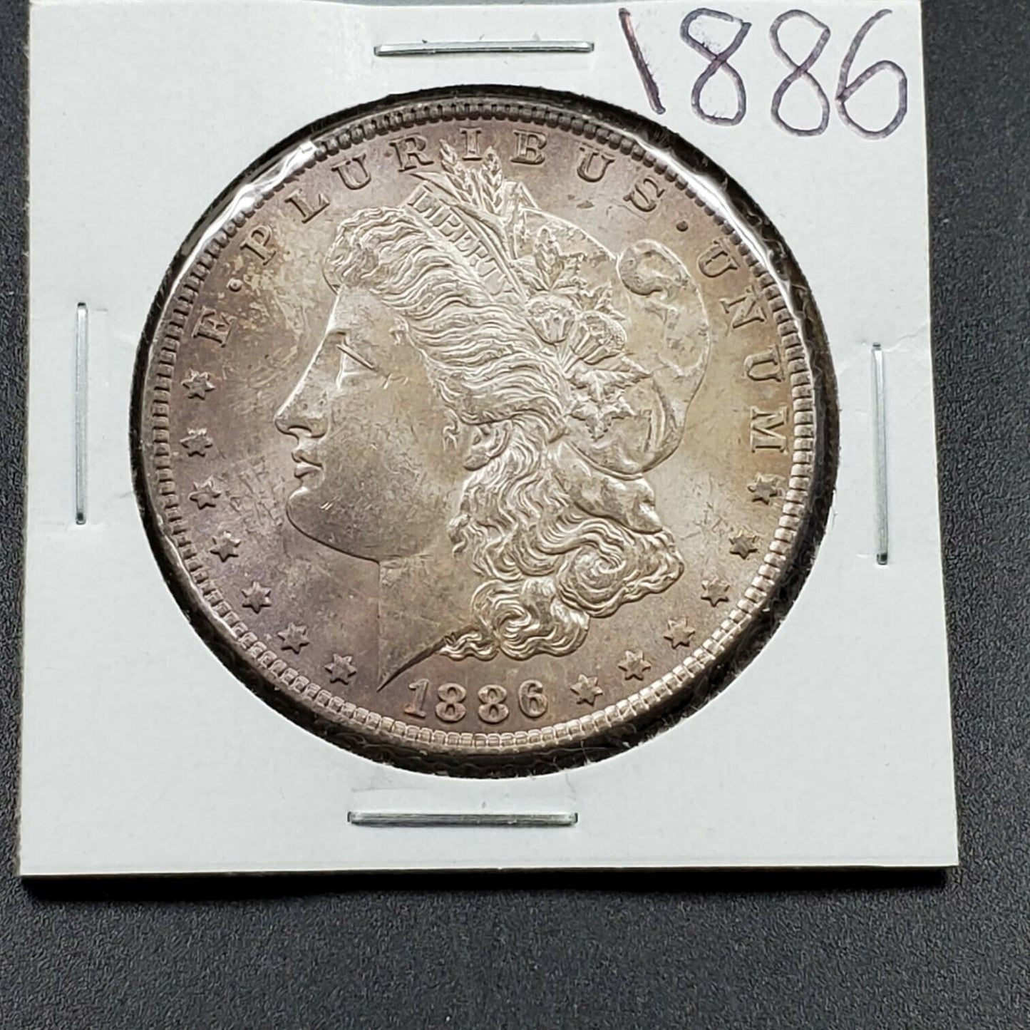 1886 P $1 Morgan Silver Dollar Coin Choice BU Uncirculated Neat Toning Toner