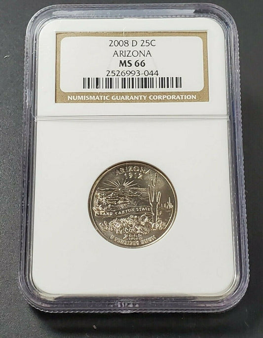 2008 D ARIZONA State Quarter Coin NGC MS66 Robinsons Combo Ship Discount