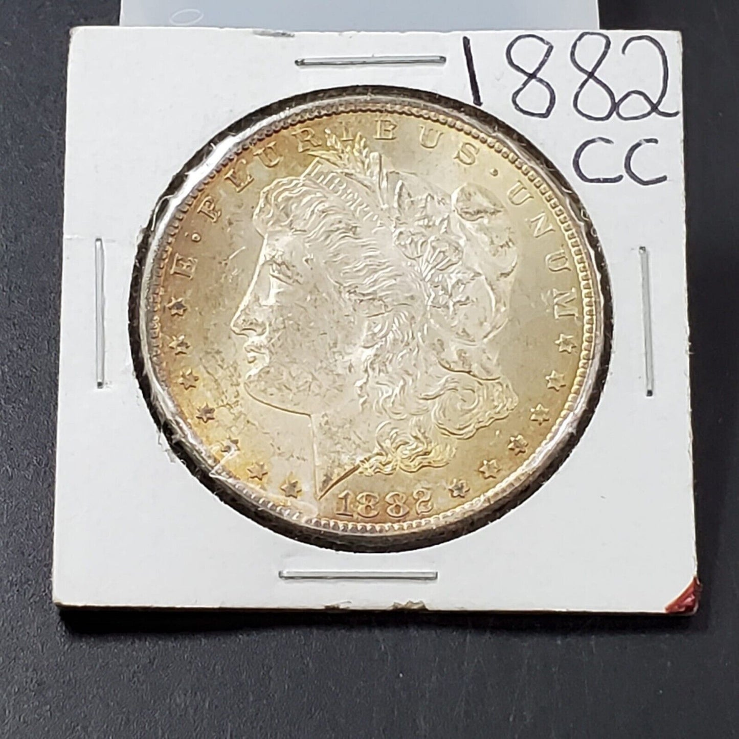 1882 CC Morgan Eagle Silver Dollar Coin BU UNC Nice Amber Toning Toner Luster ++