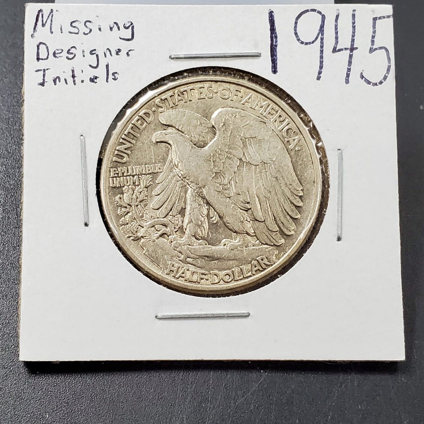 1945 P Walking Liberty Half Dollar Coin FS-901 MISSING INITIALS ERROR Variety 2