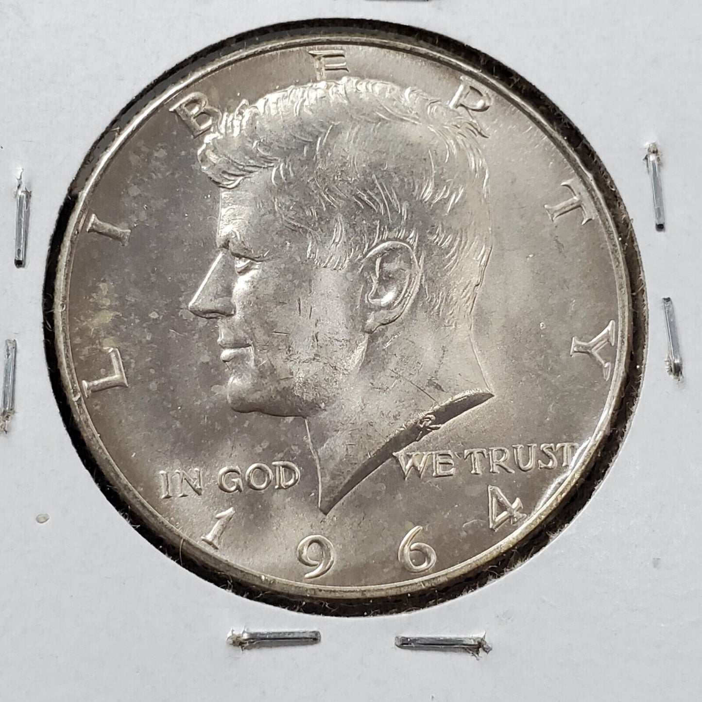 1964 D Kennedy 90% Silver Half Dollar Coin PQ End of Roll Toning Toner Reverse