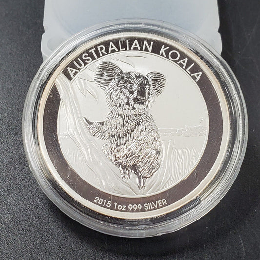 2015 Brilliant Uncirculated 1oz .999 Silver Australian Koala In Clear Capsule