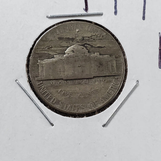 1944 P JEFFERSON NICKEL Major LAMINATED PLANCHET ERROR Circulated