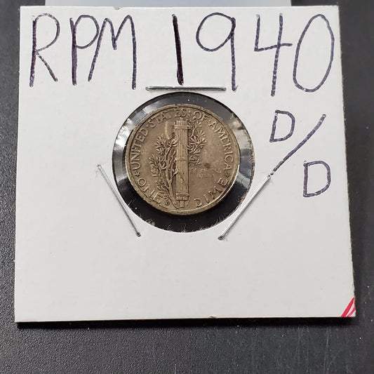 1940 D/D Mercury Dime Coin Circulated RPM Choice XF EF