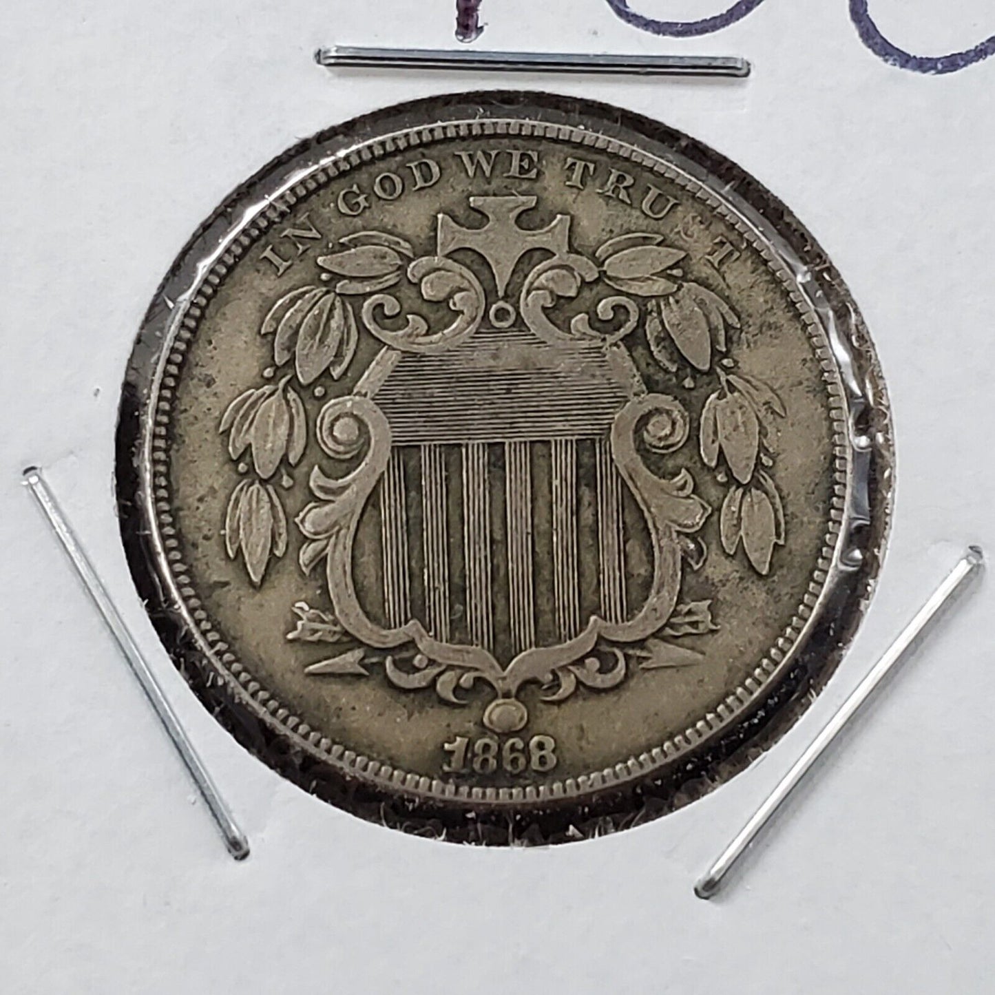 1868 5C Rev of 1868 Shield Nickel Coin Average FS-903 Variety Coin CH VF