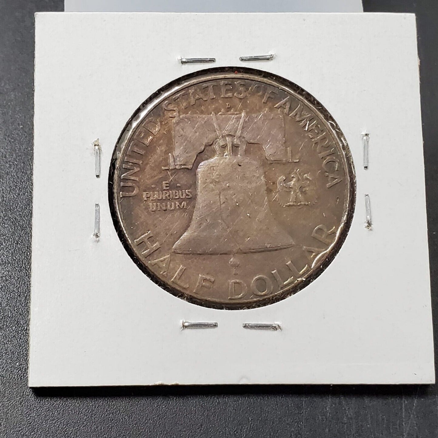 1963 D Franklin Silver Half Dollar Coin PQ Original Rainbow Circ Toning Toner XF