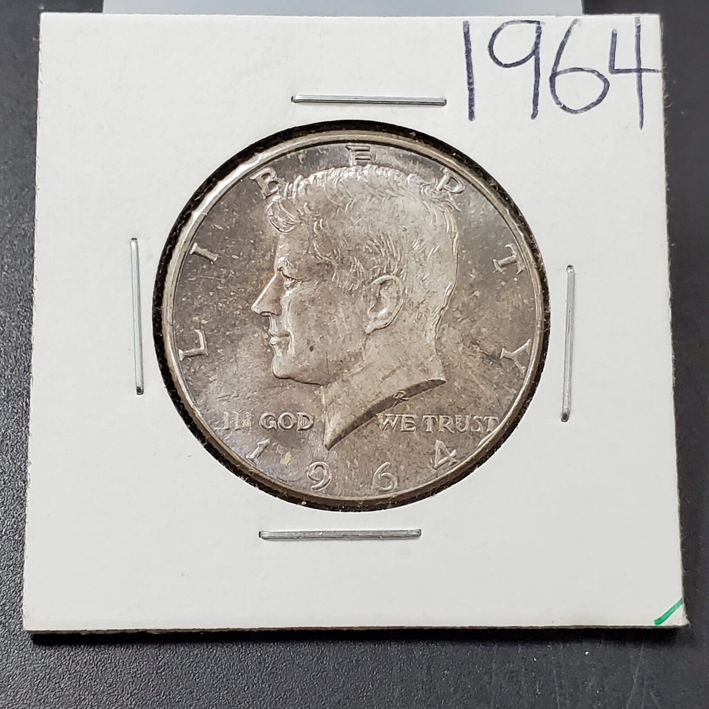 1964 P Kennedy 90% Silver Half Dollar Coin BU UNC Neat Toning Toner