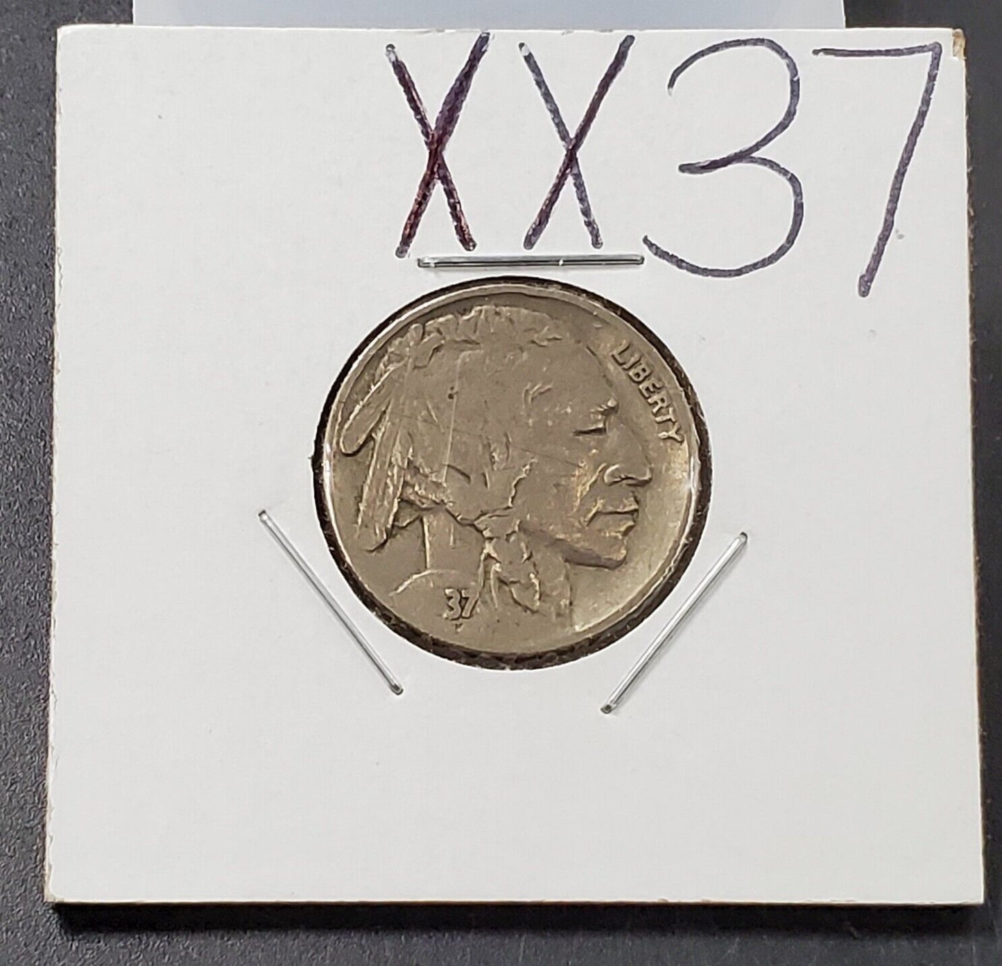 XX37 P Buffalo Nickel Coin Struck Thru Grease Error Variety Coin VF Details