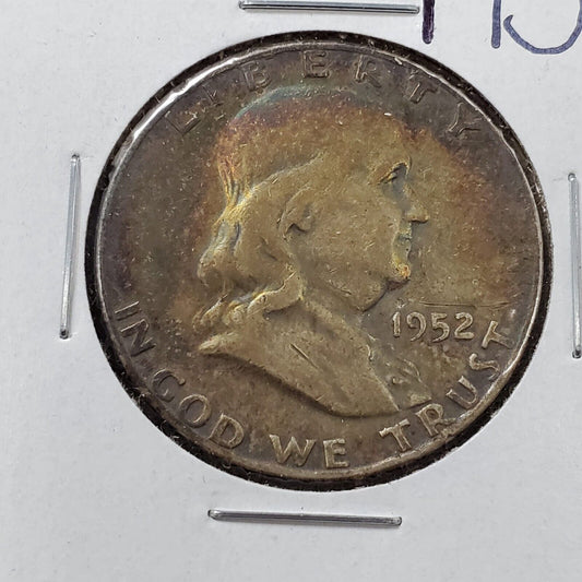 1952 D Franklin Silver Half Dollar Coin PQ * Original Circ Toning Toner