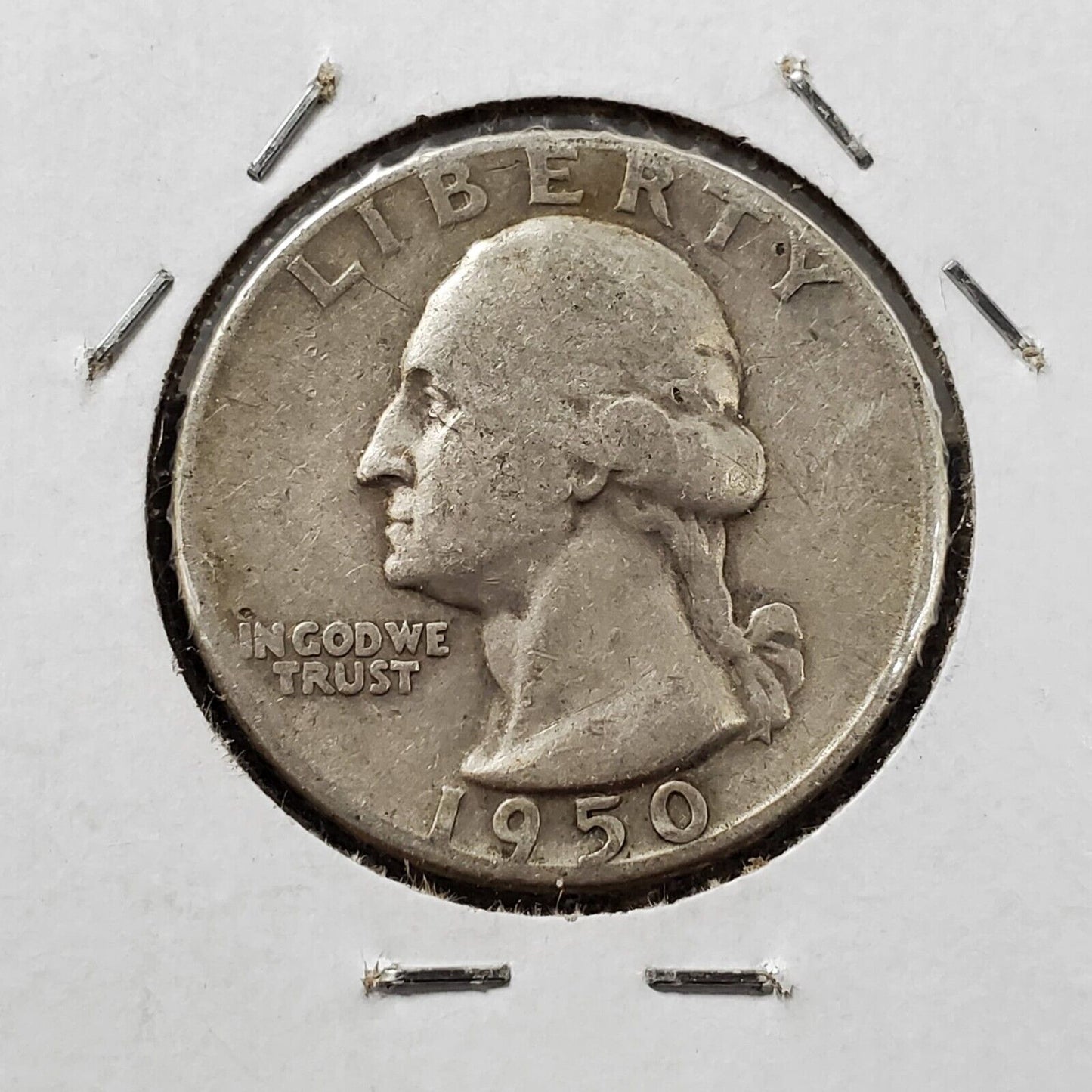 1950 S/D 25c Washington Silver Quarter Coin OMM Variety Coin