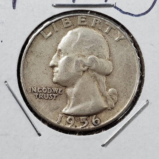 1956 P 25c Washington Quarter Coin Die Chip OBV Variety