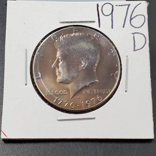 1976 D Kennedy Clad Half Dollar Coin Circulated Choice AU Neat Toning Toner