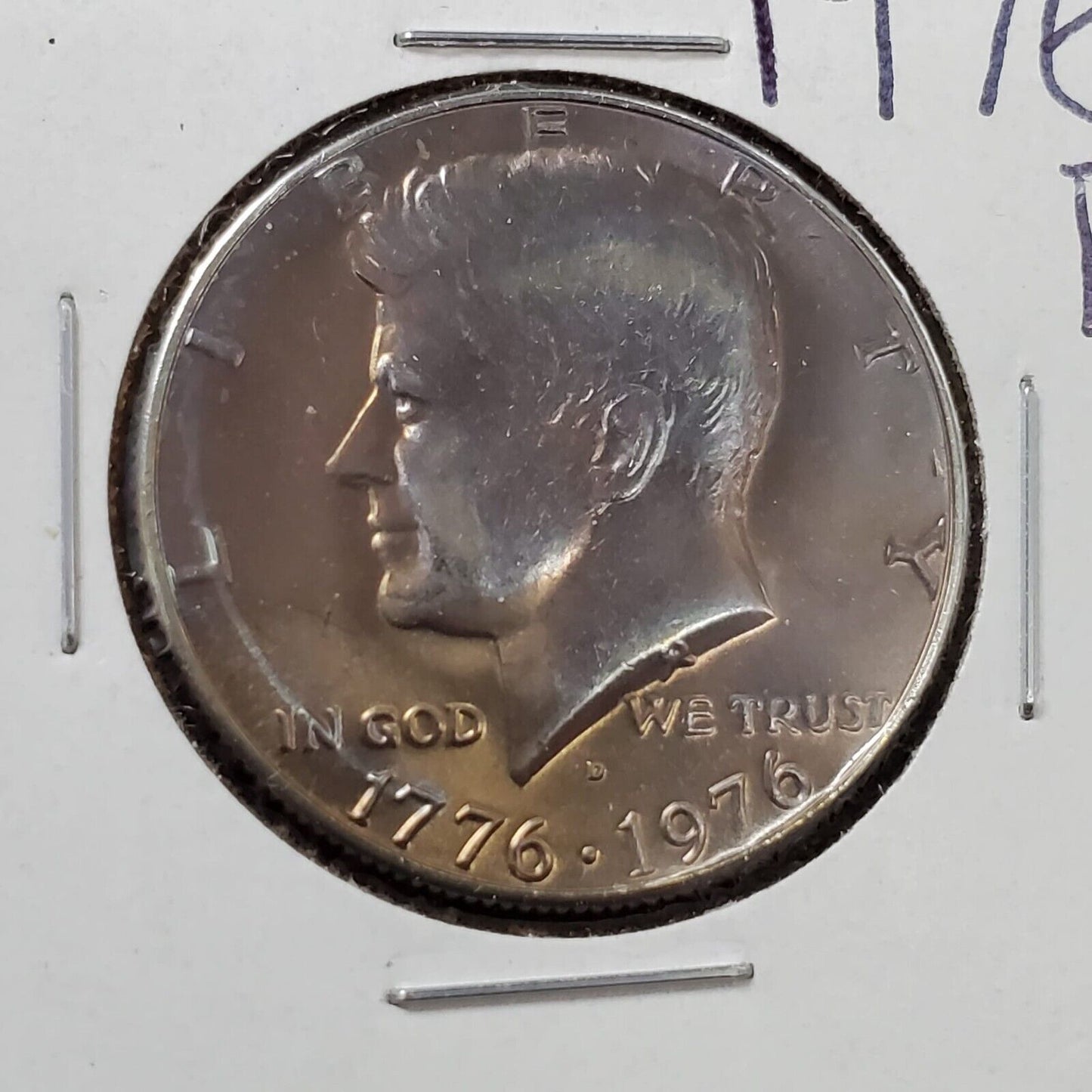 1976 D Kennedy Clad Half Dollar Coin Circulated Choice AU Neat Toning Toner