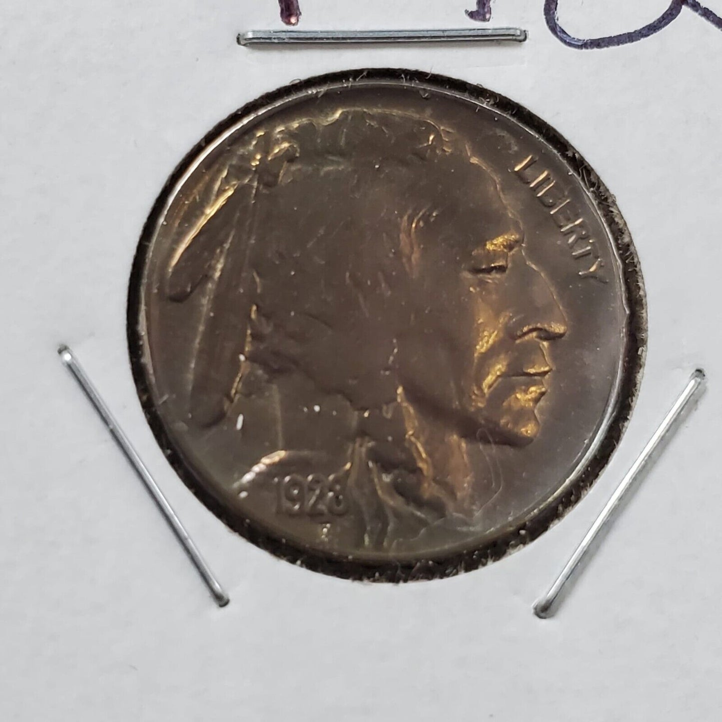 1928 P 5c Buffalo Indian Head Nickel Choice AU Neat Toning Toner About UNC
